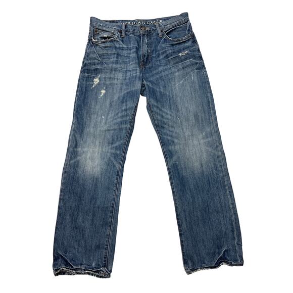 Vintage American Eagle Jeans Mens 32x32 Relaxed 100% Cotton Distressed Casual - Picture 1 of 8